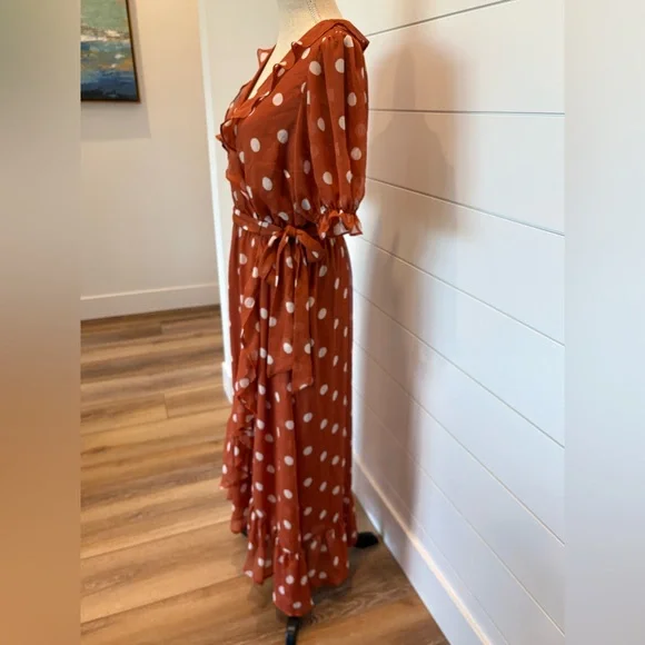 Women’s LC Lauren Conrad Polka Dot Ruffle Faux Wrap Dress SOLD On EBAY - Picture 5 of 12